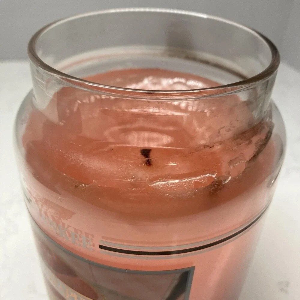 Vtg Yankee Candle Blackband Juicy Grapefruit Housewarmer 22oz Pink Retired